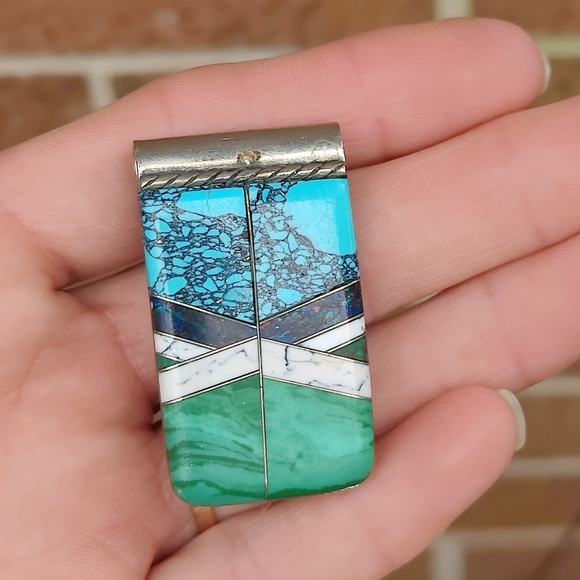 Vintage Turquoise and Silver Money Clip - Picture 3 of 3